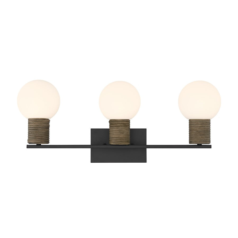 Savoy House Jarrell 3 Lt Bath Sconce, White, Matte Black - 8-4081-3-BK
