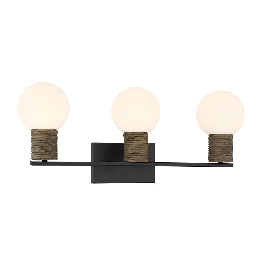 Savoy House Jarrell 3 Lt Bath Sconce, White, Matte Black