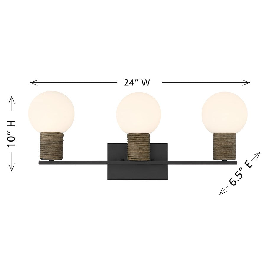 Savoy House Jarrell 3 Lt Bath Sconce, White, Matte Black