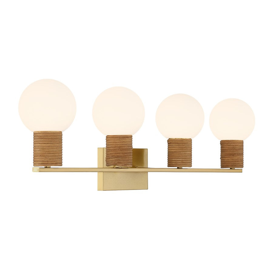 Savoy House Jarrell 4 Lt Bath Sconce, White, Warm Brass