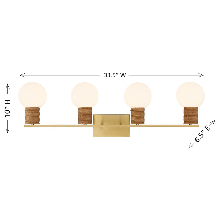 Savoy House Jarrell 4 Lt Bath Sconce, White, Warm Brass