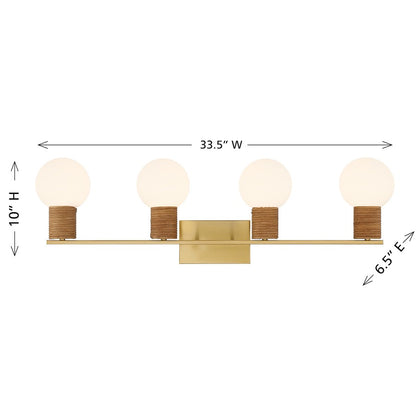 Savoy House Jarrell 4 Lt Bath Sconce, White, Warm Brass