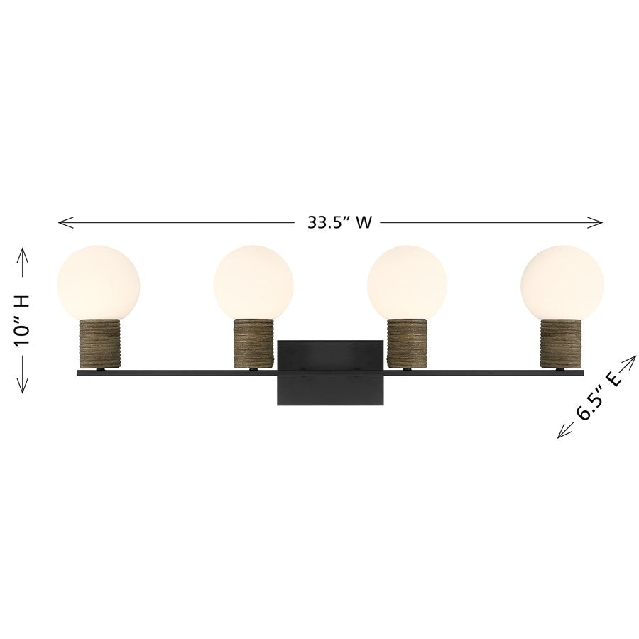 Savoy House Jarrell 4 Lt Bath Sconce, White, Matte Black