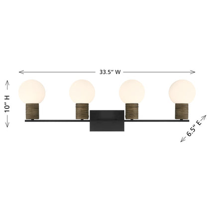 Savoy House Jarrell 4 Lt Bath Sconce, White, Matte Black