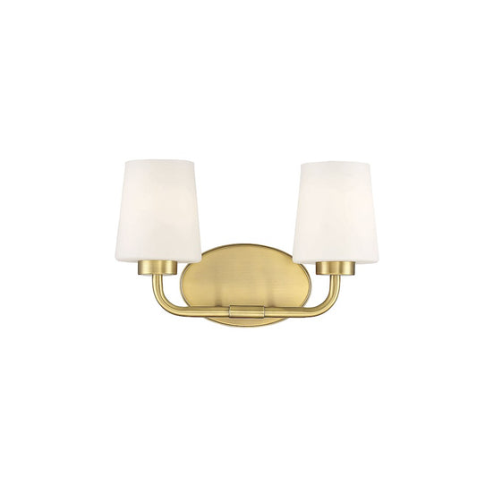 2 Light Bathroom Vanity Light, Warm Brass