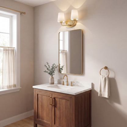 2 Light Bathroom Vanity Light, Warm Brass