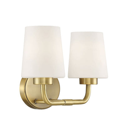 2 Light Bathroom Vanity Light, Warm Brass
