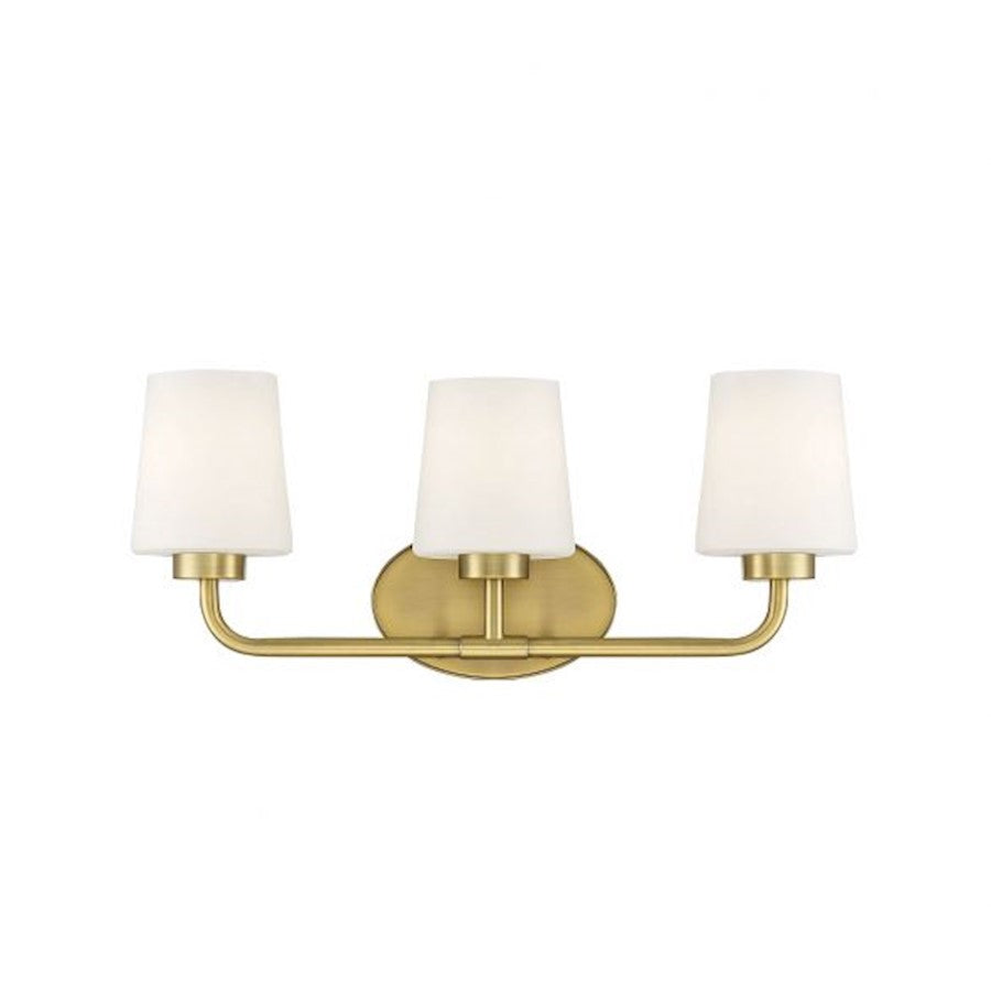 3 Light Bathroom Vanity Light, Warm Brass