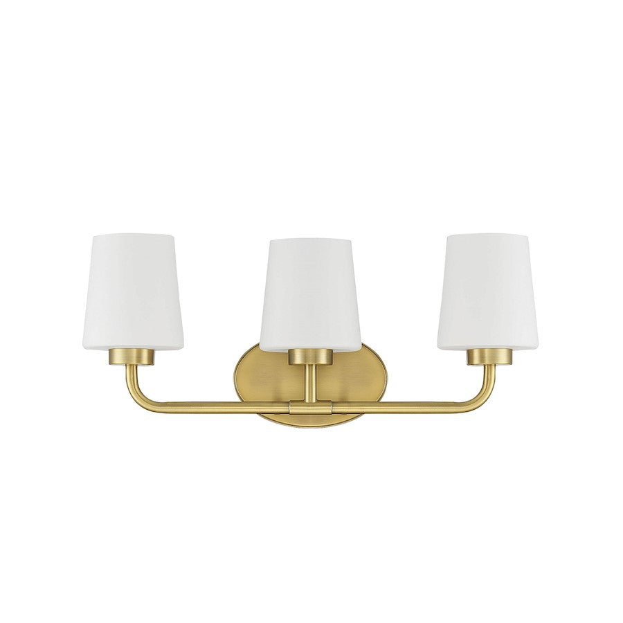 3 Light Bathroom Vanity Light, Warm Brass