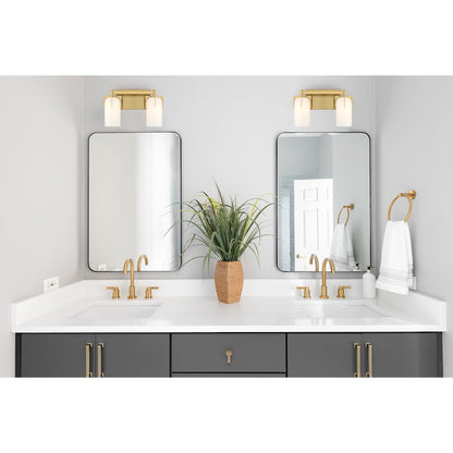 2 Light Bathroom Vanity Light, Warm Brass