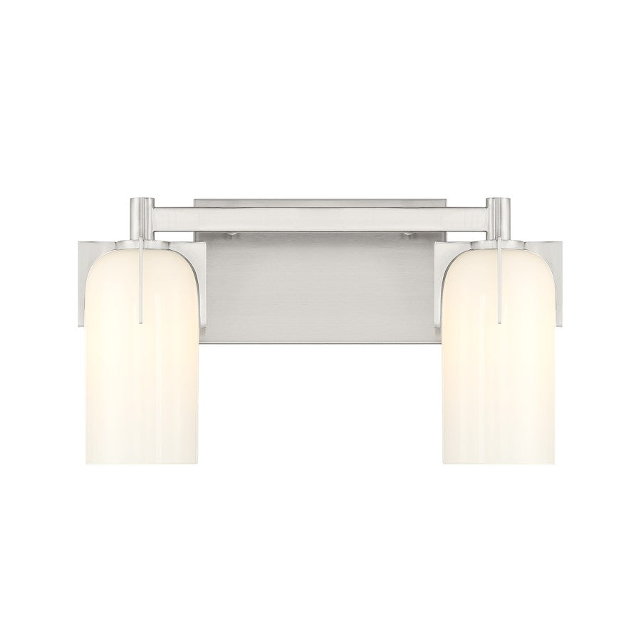 2 Light Bathroom Vanity Light, Satin Nickel