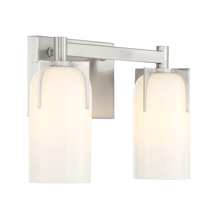 2 Light Bathroom Vanity Light, Satin Nickel