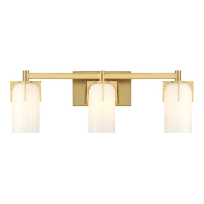 Savoy House Caldwell 3 Light Bath, Warm Brass/Etched White Opal - 8-4128-3-322