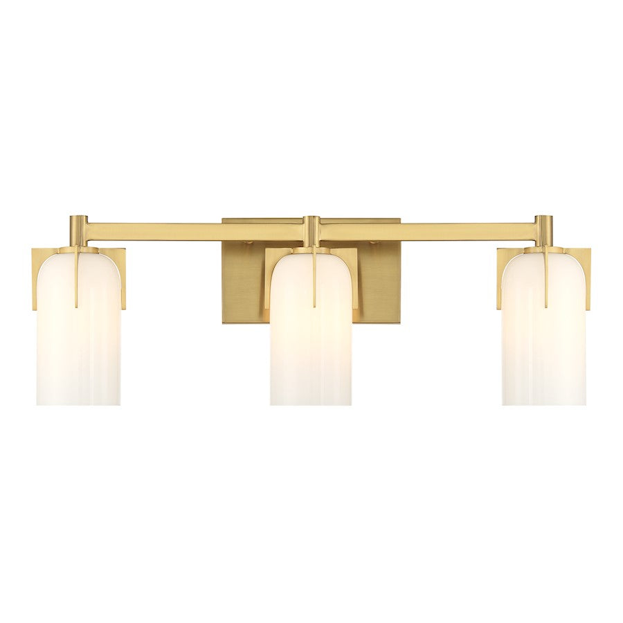 3 Light Bathroom Vanity Light, Warm Brass