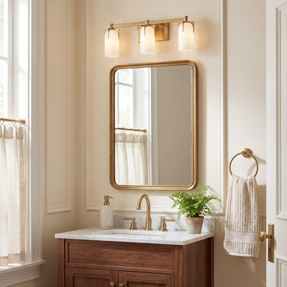3 Light Bathroom Vanity Light, Warm Brass