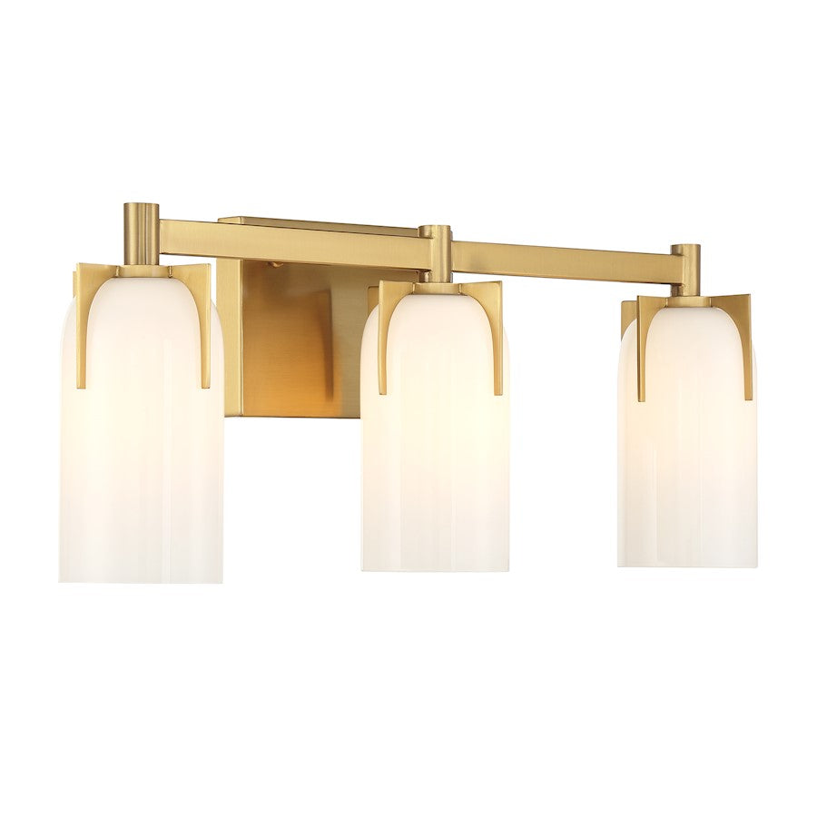 3 Light Bathroom Vanity Light, Warm Brass