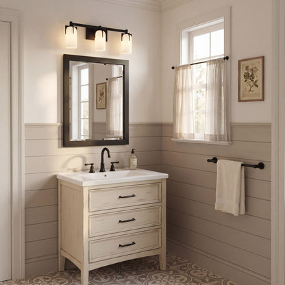 3 Light Bathroom Vanity Light, Matte Black
