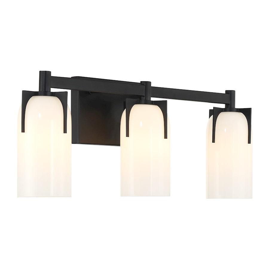 3 Light Bathroom Vanity Light, Matte Black