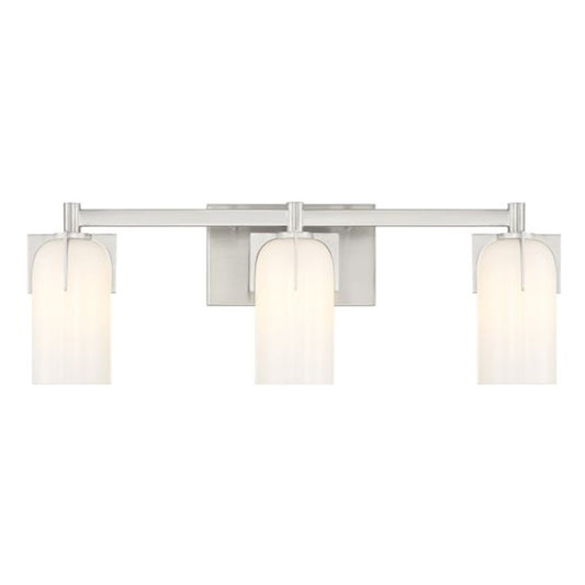 Savoy House Caldwell 3 Light Bath, Satin Nickel/Etched White Opal - 8-4128-3-SN