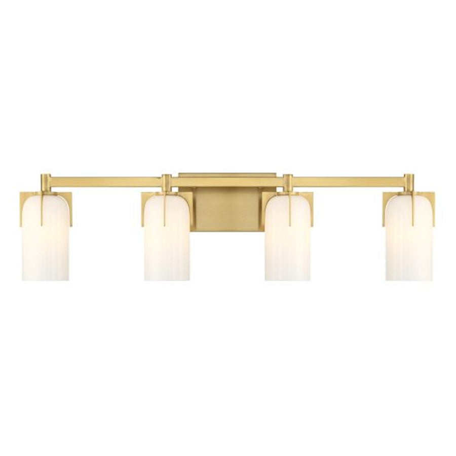 4 Light Bathroom Vanity Light, Warm Brass