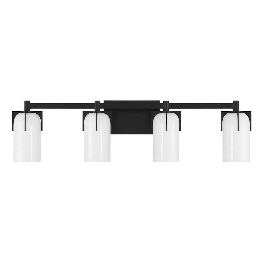 4 Light Bathroom Vanity Light, Matte Black