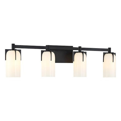 4 Light Bathroom Vanity Light, Matte Black