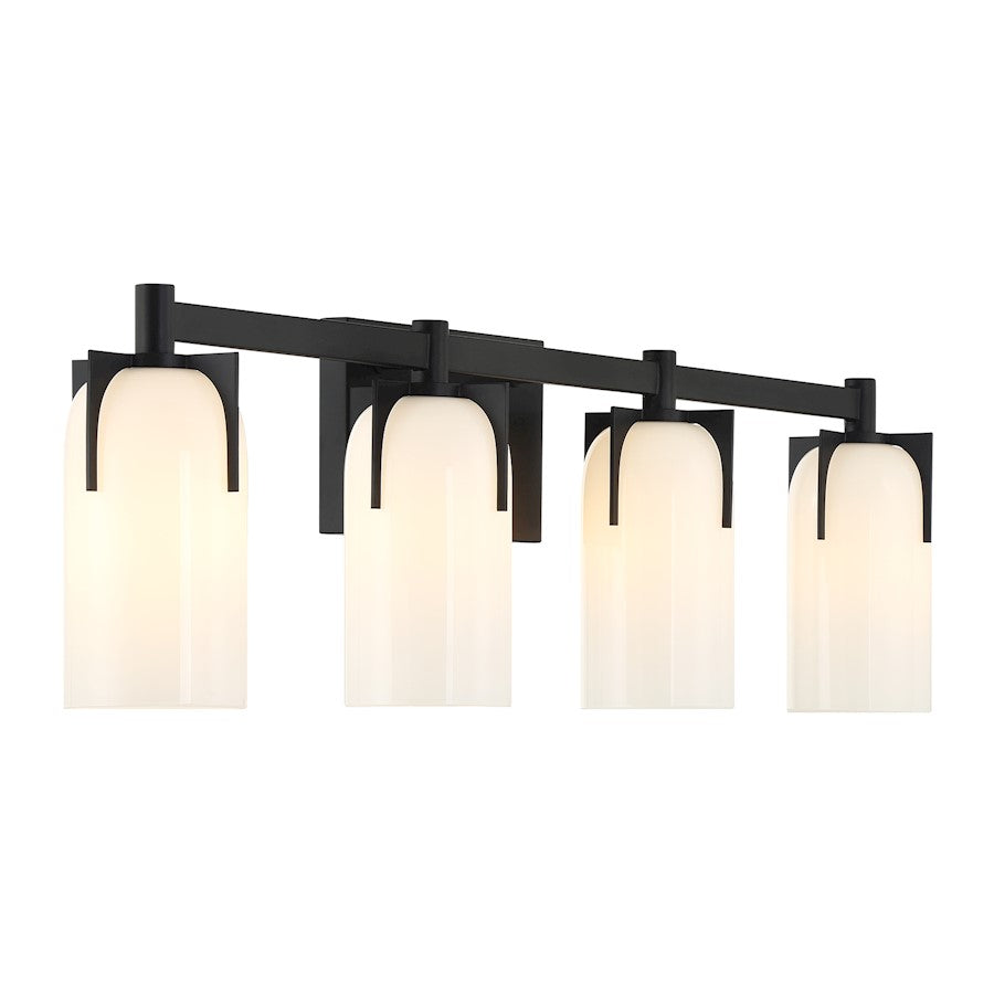 4 Light Bathroom Vanity Light, Matte Black