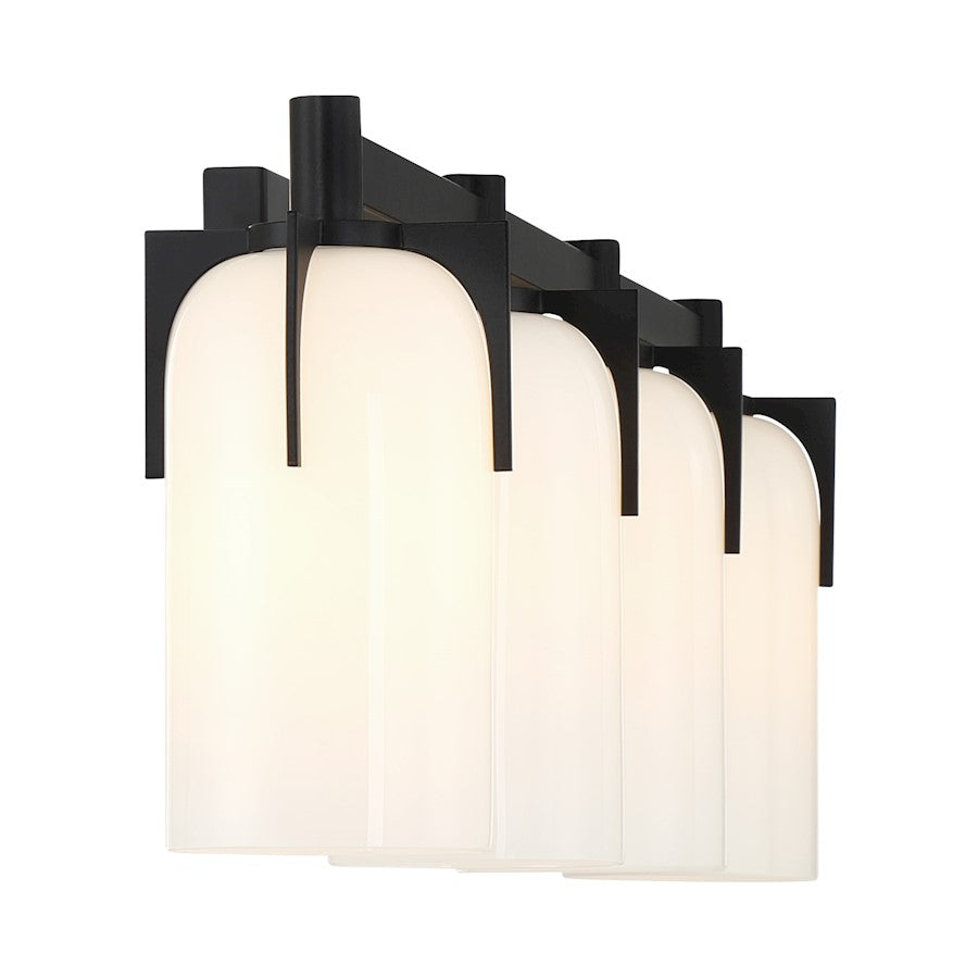 4 Light Bathroom Vanity Light, Matte Black