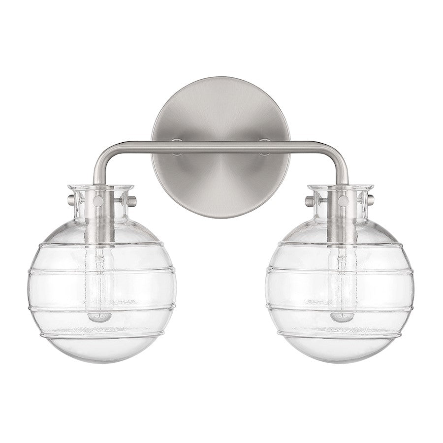 2 Light Bathroom Vanity Light, Satin Nickel