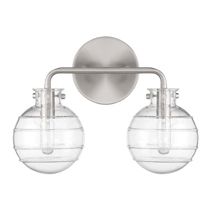 2 Light Bathroom Vanity Light, Satin Nickel