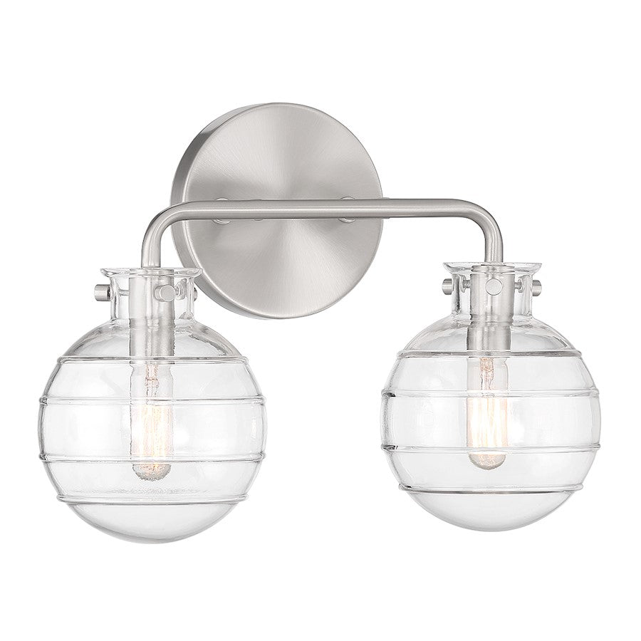 2 Light Bathroom Vanity Light, Satin Nickel