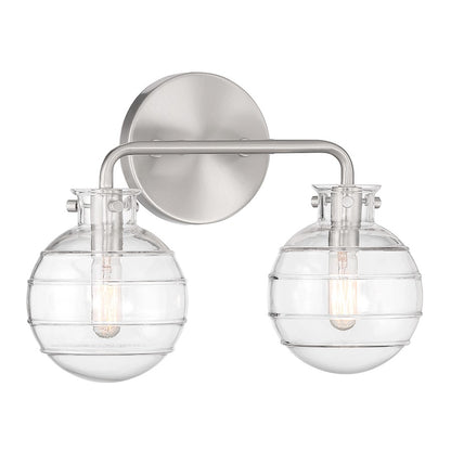 2 Light Bathroom Vanity Light, Satin Nickel