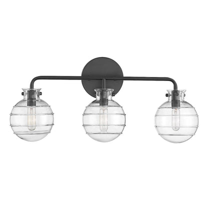 3 Light Bathroom Vanity Light, Matte Black