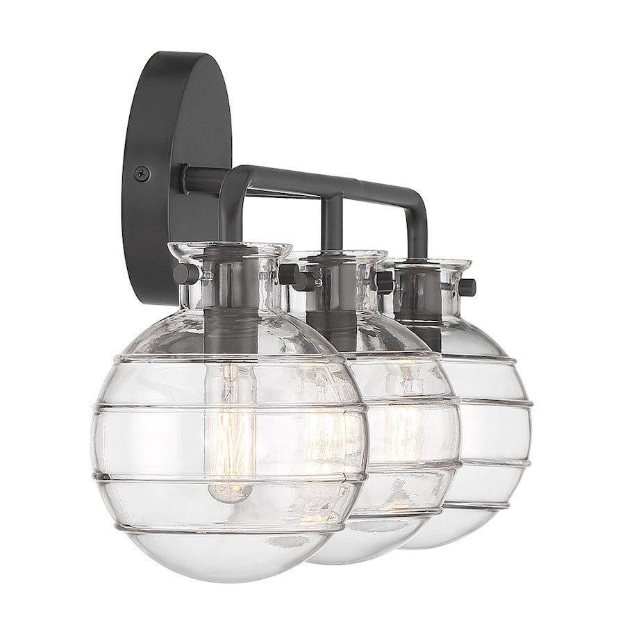 3 Light Bathroom Vanity Light, Matte Black