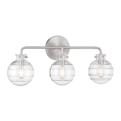 3 Light Bathroom Vanity Light, Satin Nickel