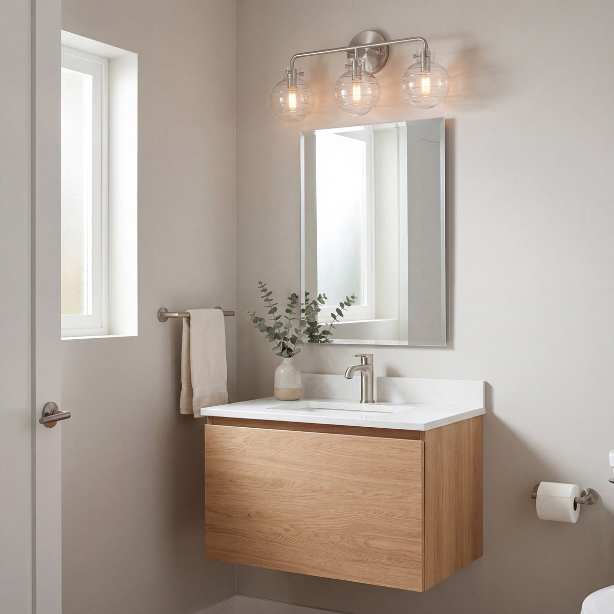 3 Light Bathroom Vanity Light, Matte Black