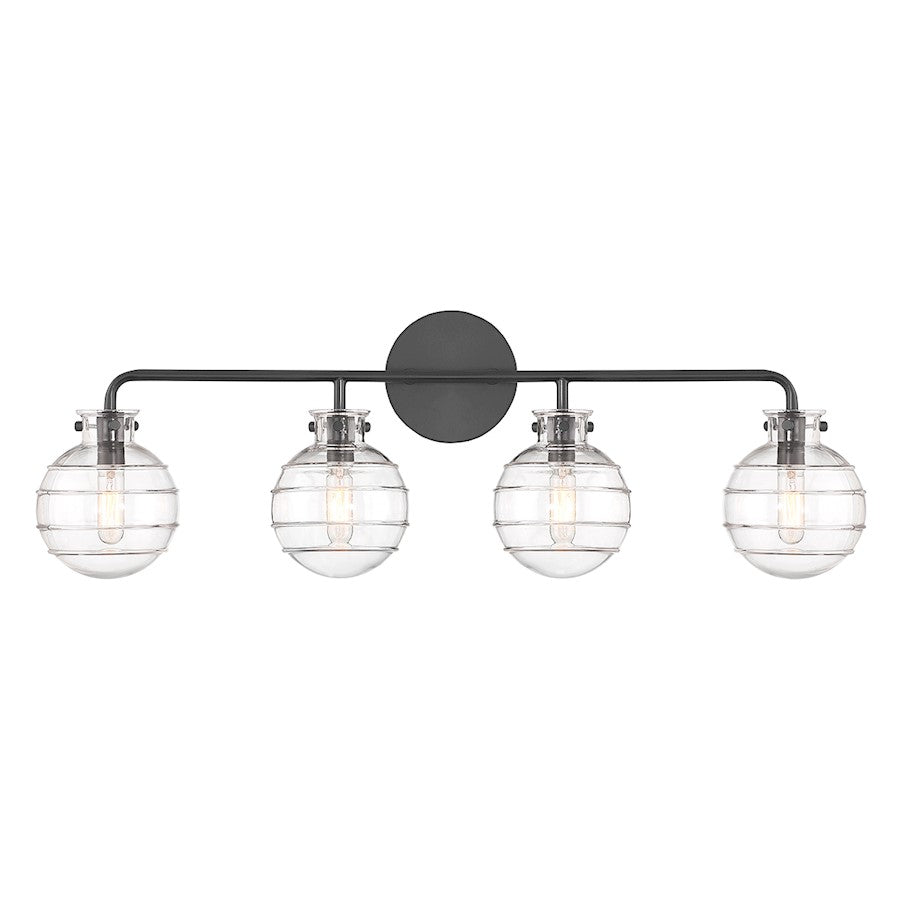 Savoy House Mason 4-Light Bathroom Vanity Light, Matte Black - 8-4300-4-BK