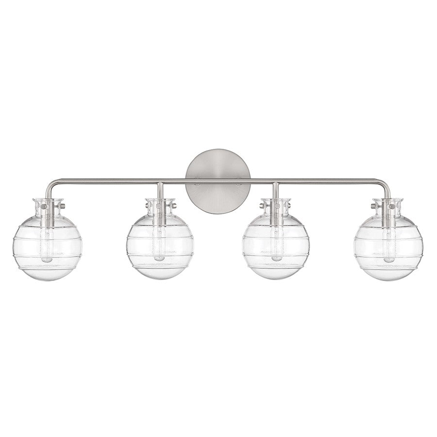 4 Light Bathroom Vanity Light, Satin Nickel