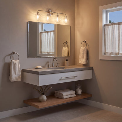 4 Light Bathroom Vanity Light, Matte Black