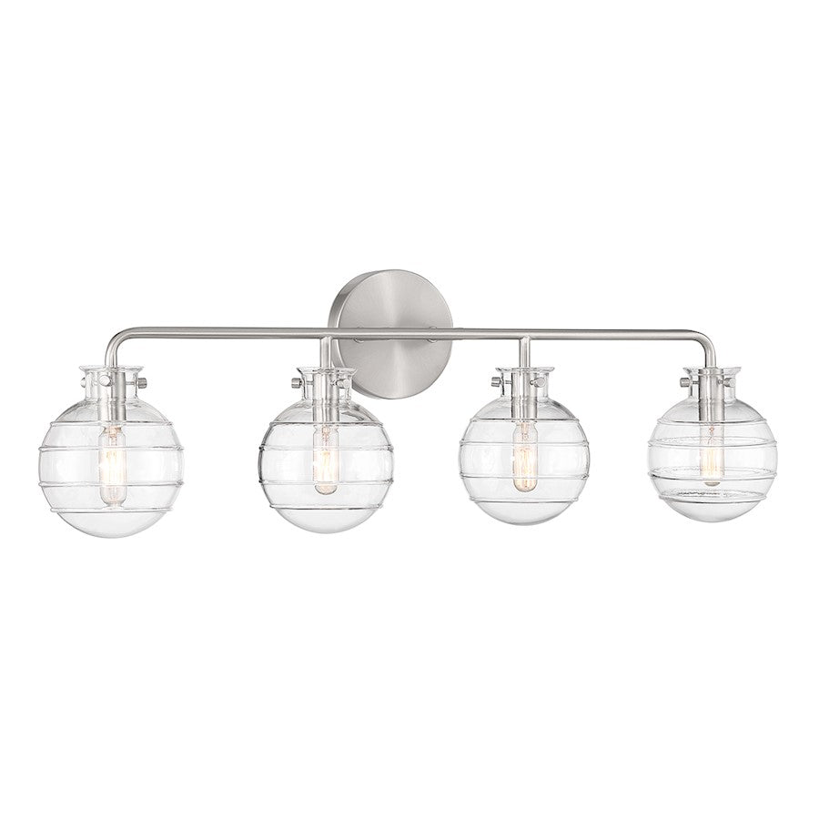 4 Light Bathroom Vanity Light, Satin Nickel