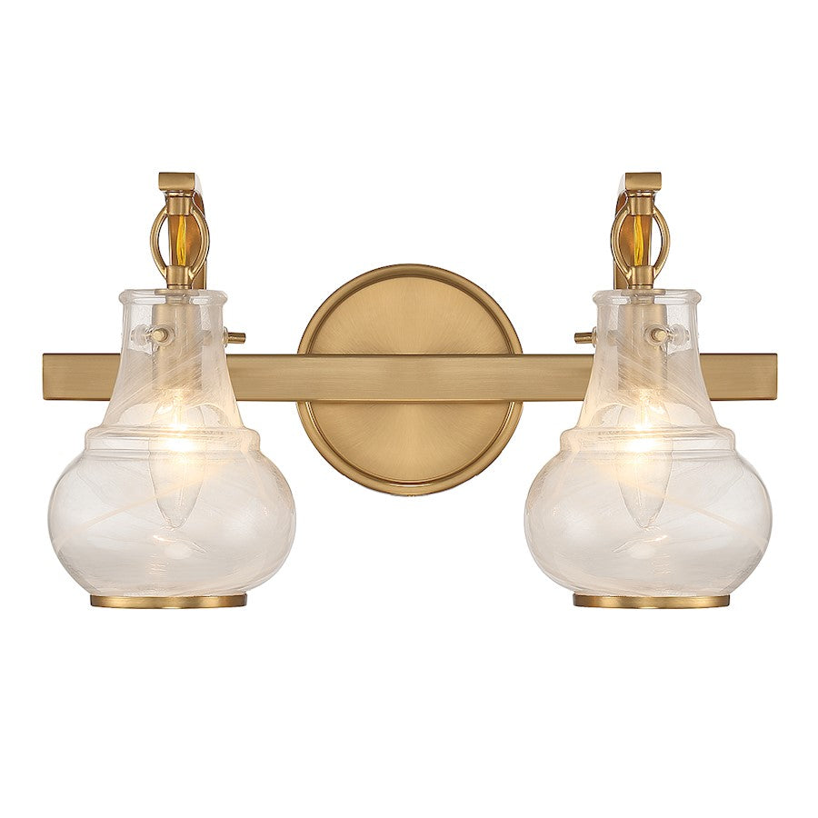 2 Light Bathroom Vanity Light, Warm Brass