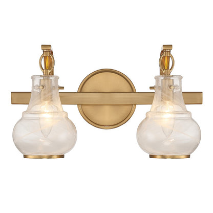 2 Light Bathroom Vanity Light, Warm Brass