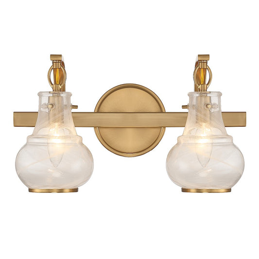 2 Light Bathroom Vanity Light, Warm Brass