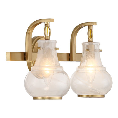 2 Light Bathroom Vanity Light, Warm Brass