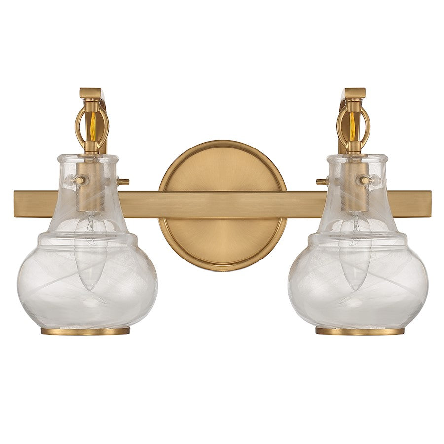 2 Light Bathroom Vanity Light, Warm Brass