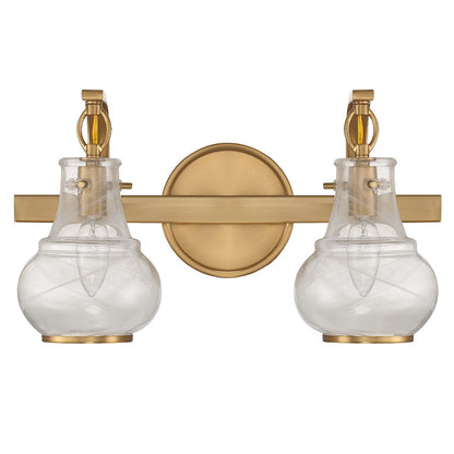 2 Light Bathroom Vanity Light, Warm Brass