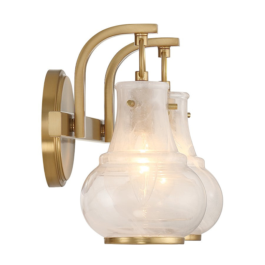 2 Light Bathroom Vanity Light, Warm Brass