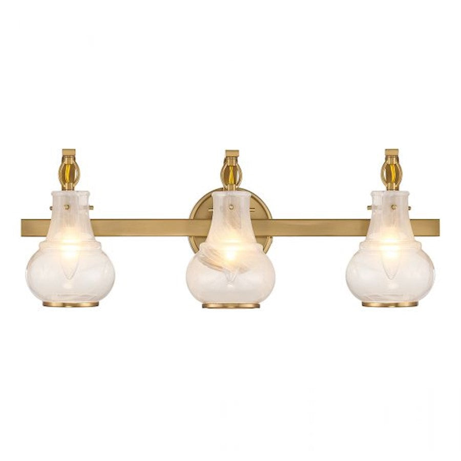 3 Light Bathroom Vanity Light, Warm Brass