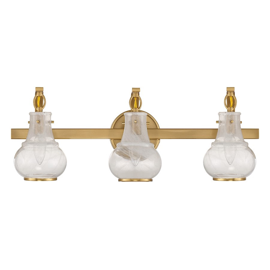 3 Light Bathroom Vanity Light, Warm Brass