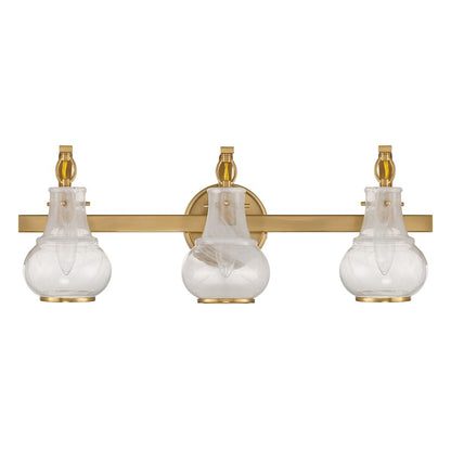 3 Light Bathroom Vanity Light, Warm Brass